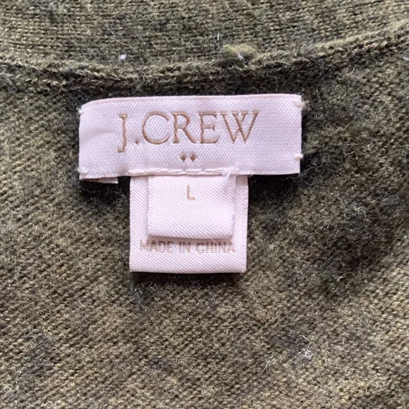 J. Crew Olive Green V-Neck Wool Blend Cardigan Sweater Size Large - Picture 5 of 5